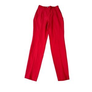 Zara Red High Waist Trousers Size Small Formal Side Zip Chic 90s Classic Holiday